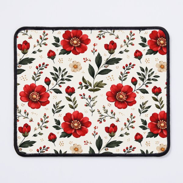 Item preview, Red Floral Botanical Pattern – Vintage Red Poppy Flower & Leaf Design designed and sold by Punch-E415.