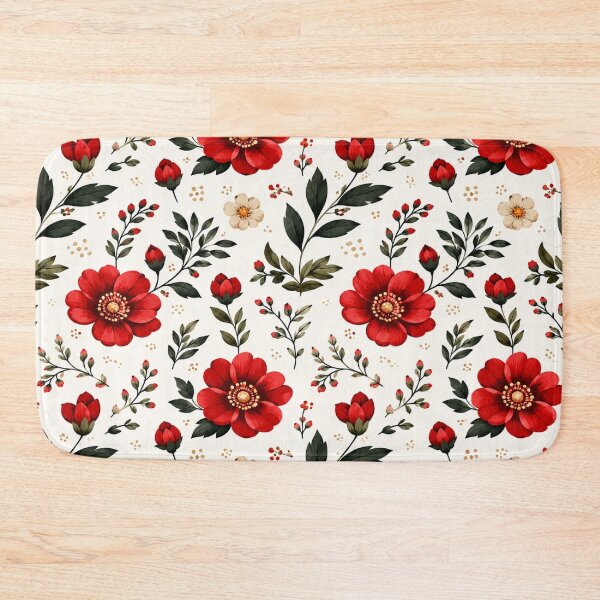 Item preview, Red Floral Botanical Pattern – Vintage Red Poppy Flower & Leaf Design designed and sold by Punch-E415.