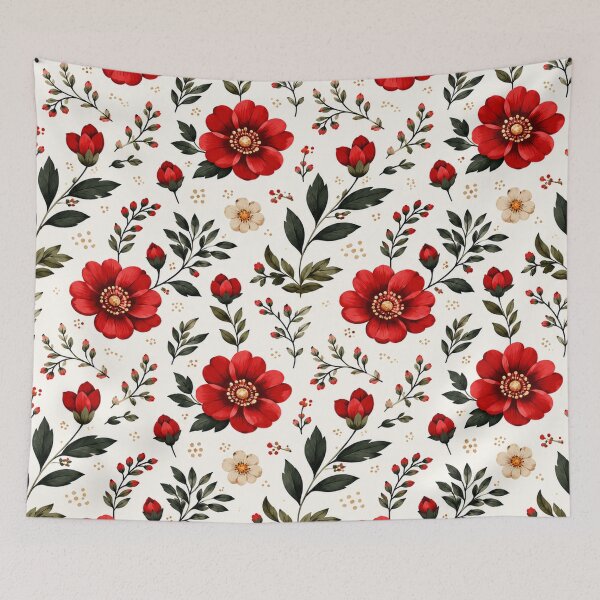 Item preview, Red Floral Botanical Pattern – Vintage Red Poppy Flower & Leaf Design designed and sold by Punch-E415.