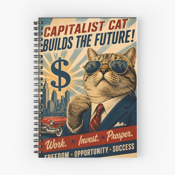 Item preview, Capitalist Cat Builds the Future | 1950s Vintage Propaganda designed and sold by Extravanganzza.
