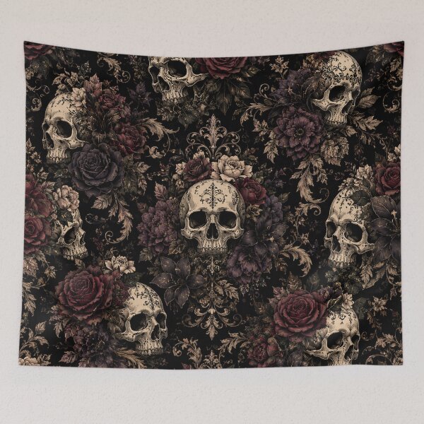 Item preview, Gothic Skull Floral Pattern – Dark Roses & Vintage Skull Art designed and sold by RJACreative.
