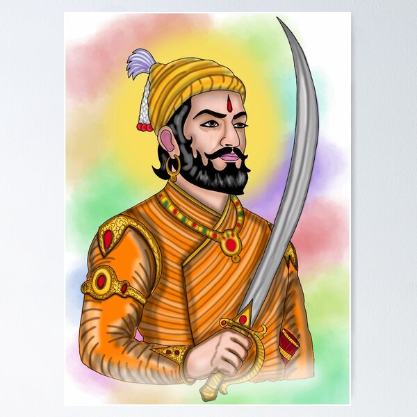 Item preview, Chhatrapati Shivaji Maharaj Artwork | Maratha King Digital Portrait & Indian Heritage Art designed and sold by Harshit_Digital_Arts.