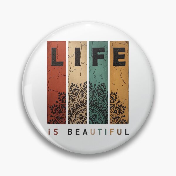 Item preview, Vintage Textured Life is Beautiful Mandala Print designed and sold by Shopeon Designs.