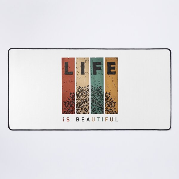 Item preview, Vintage Textured Life is Beautiful Mandala Print designed and sold by Shopeon Designs.