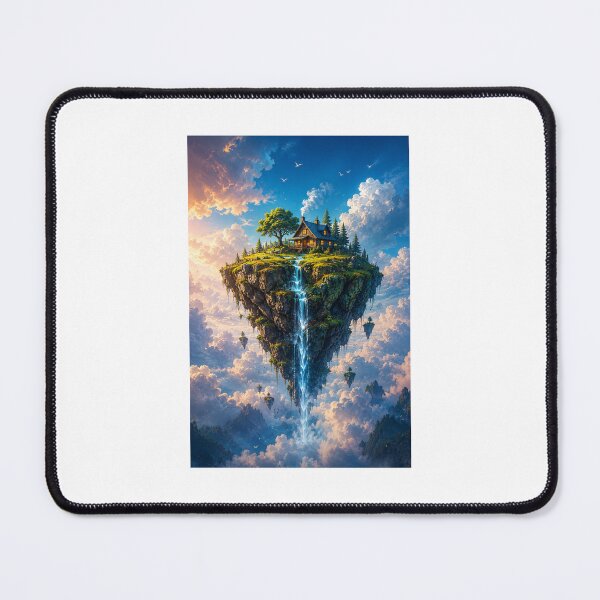 Item preview, Floating Island Cabin | Fantasy Sky Waterfall Artwork designed and sold by Ak-art-shop.