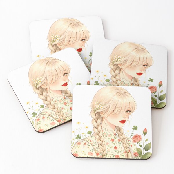 Item preview, Blonde Braid Cottagecore Girl with Daisies and Roses designed and sold by Bondingbonding.