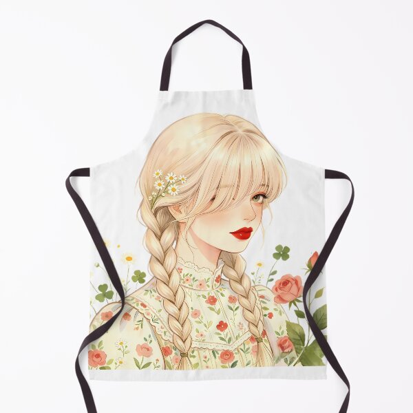 Item preview, Blonde Braid Cottagecore Girl with Daisies and Roses designed and sold by Bondingbonding.