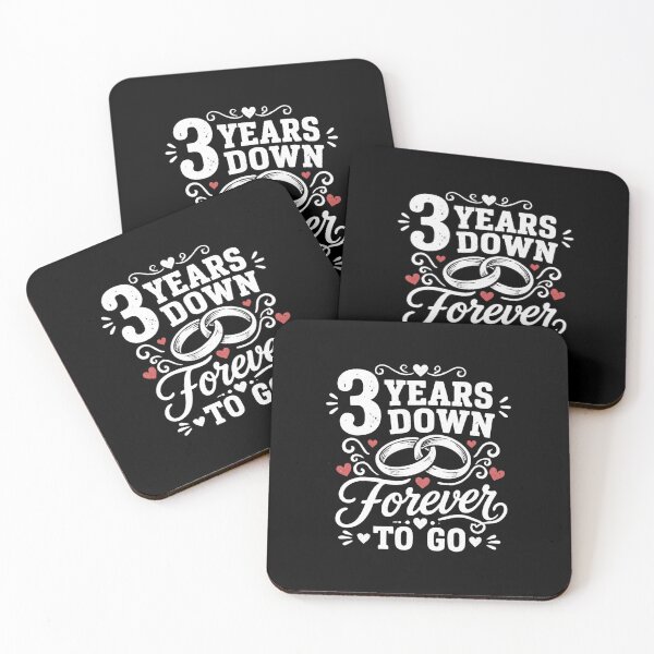 Item preview, 3 Years Down Forever To Go 3rd Wedding Anniversary Gift for Couples Men Women designed and sold by Mozaic Clothes.