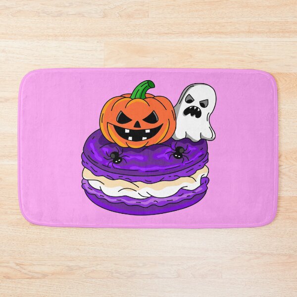 Item preview, Spooky Halloween Bakery Purple Macaron topped with Pumpkin Spooky Ghost and Spiders Vector designed and sold by RS4you.