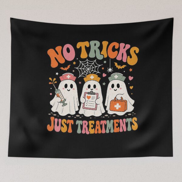 Item preview, No Tricks Just Treatments Cute Nurse Ghost Halloween designed and sold by VioletNance.