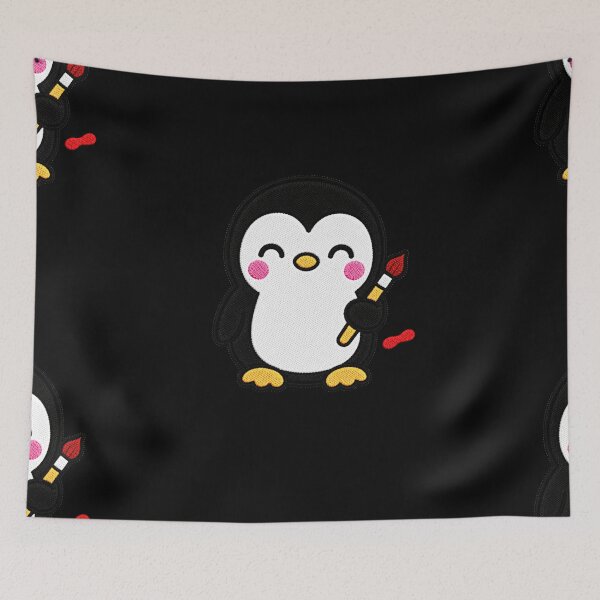 Item preview, Cute Penguin Painting Kawaii Embroidery Patch designed and sold by ColorSplash123.