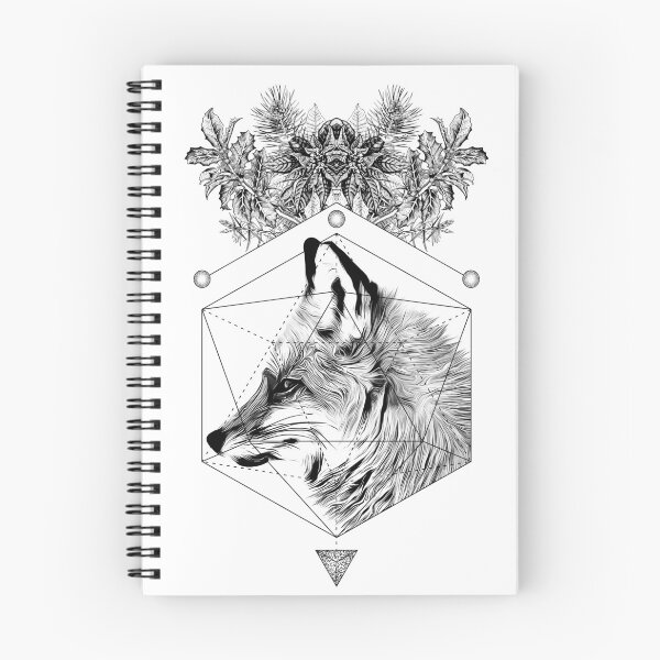 Item preview, Geometric Wolf Illustration – Black and White Botanical Line Art designed and sold by Good_Things.