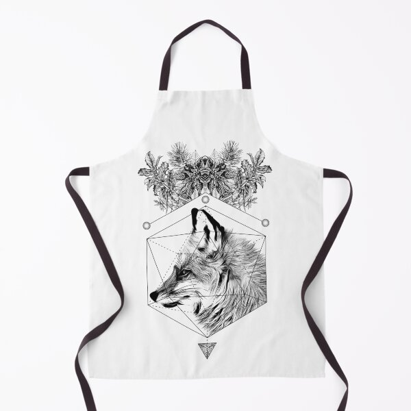Item preview, Geometric Wolf Illustration – Black and White Botanical Line Art designed and sold by Good_Things.
