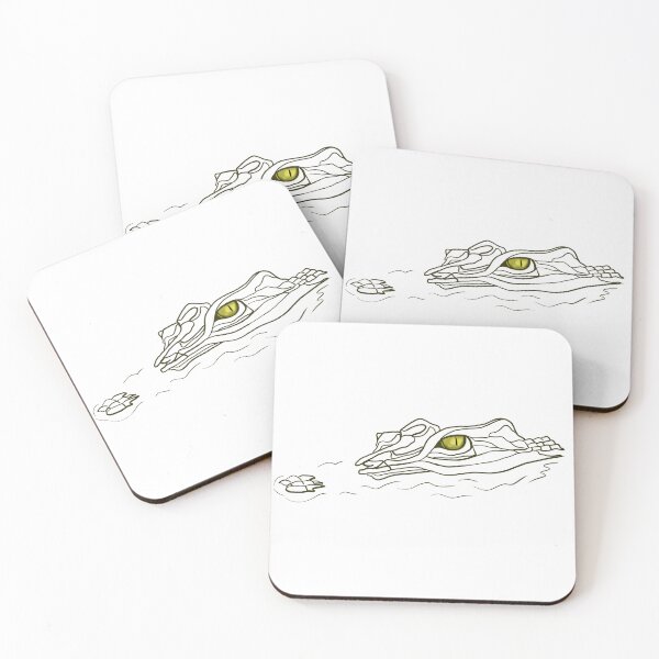 Item preview, Lurking Crocodile Line Art with Yellow Eye Illustration designed and sold by kunjaw.