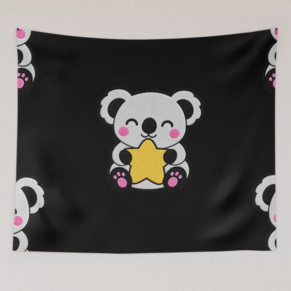 Item preview, Cute Koala Hugging Yellow Star Kawaii Embroidery Patch designed and sold by ColorSplash123.