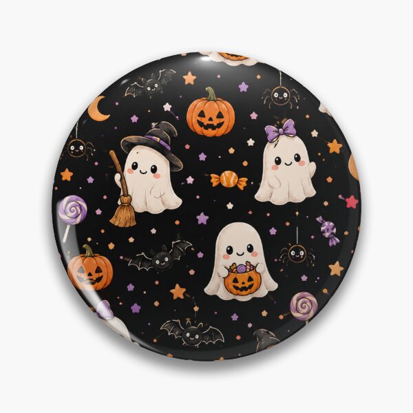 Item preview, Cute Ghost Halloween Seamless Pattern – Kawaii Spooky designed and sold by RJACreative.