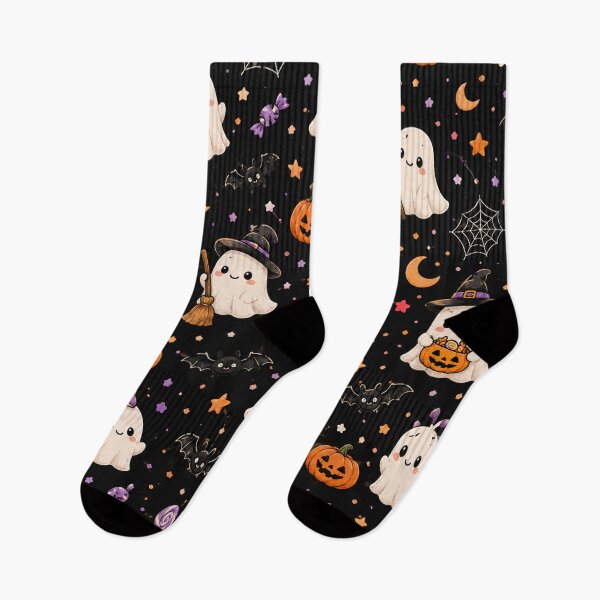 Item preview, Cute Ghost Halloween Seamless Pattern – Kawaii Spooky designed and sold by RJACreative.