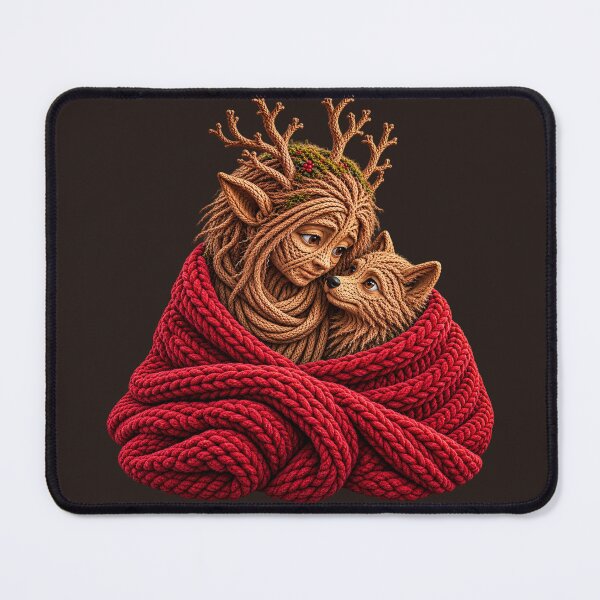 Item preview, Elf and Wolf Pup Sharing a Red Blanket designed and sold by JUTElCONIC.