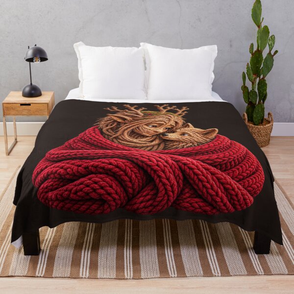 Item preview, Elf and Wolf Pup Sharing a Red Blanket designed and sold by JUTElCONIC.