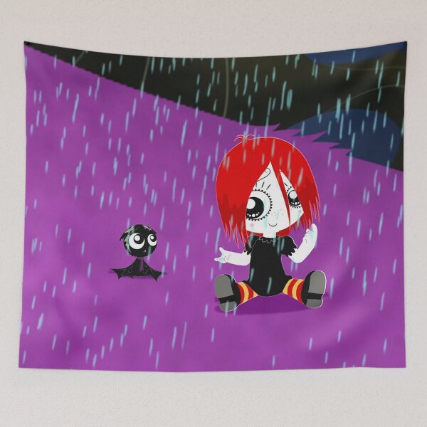 Item preview, Ruby and Scaredy Bat in the Rain designed and sold by QueenAlicorn.