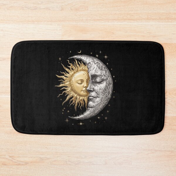 Item preview, Celestial Harmony - Vintage Gold Sun and Silver Moon Engraving designed and sold by Shopeon Designs.