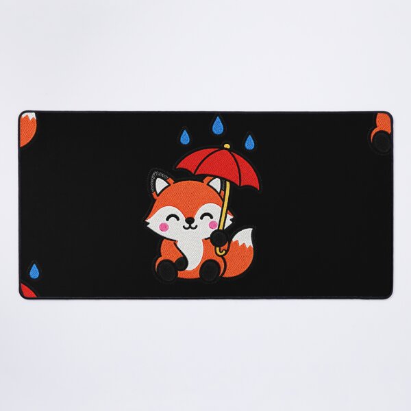 Item preview, Cute Fox with Red Umbrella Kawaii Embroidery Patch designed and sold by ColorSplash123.