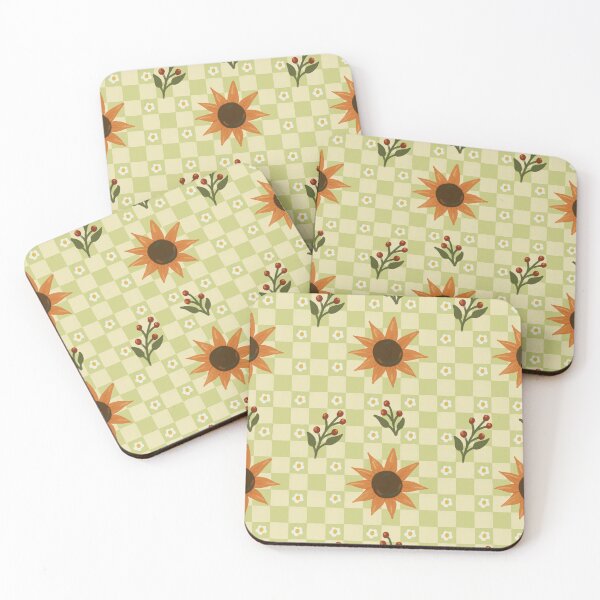 Item preview, Sunflower Harvest Check - Gold Floral Gingham Pattern designed and sold by VenusandMoon.