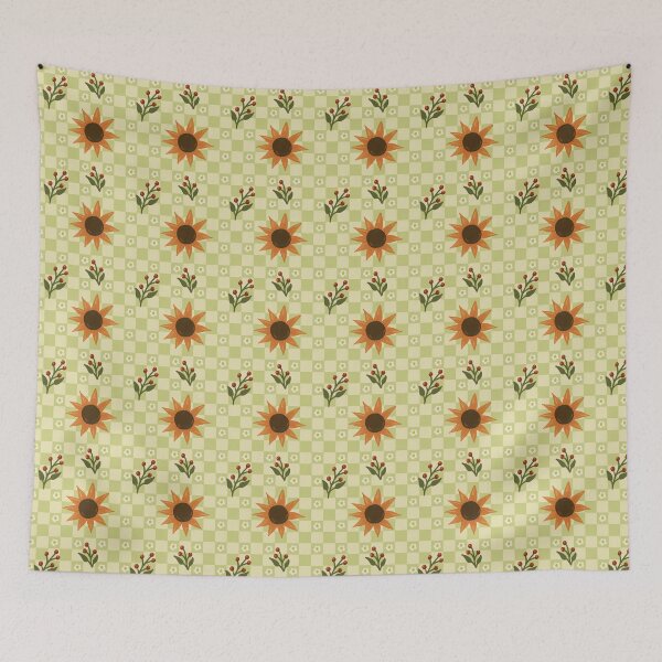 Item preview, Sunflower Harvest Check - Gold Floral Gingham Pattern designed and sold by VenusandMoon.
