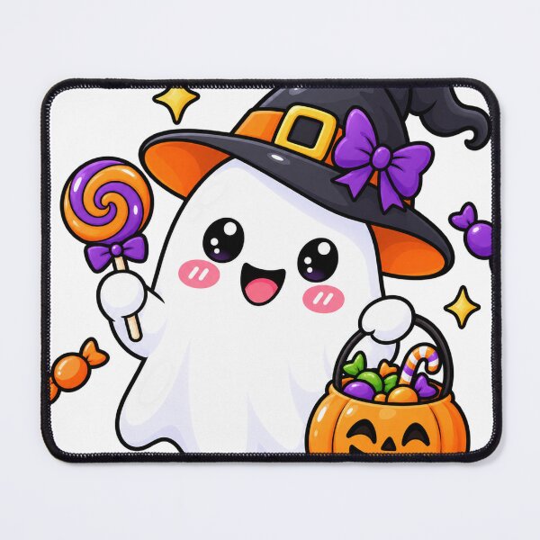 Item preview, Cute Trick or Treat Ghost with Candy Bucket – Kawaii Halloween Sticker designed and sold by ghatwalsachin.