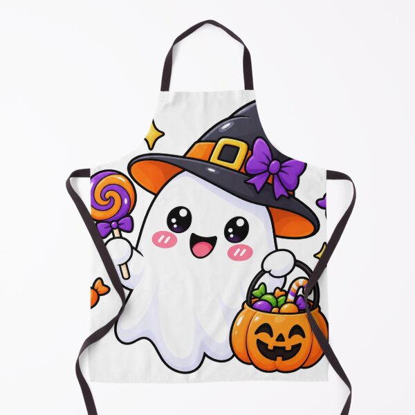 Item preview, Cute Trick or Treat Ghost with Candy Bucket – Kawaii Halloween Sticker designed and sold by ghatwalsachin.