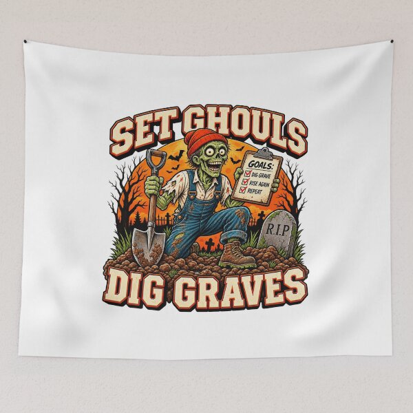 Item preview, Funny Zombie Gravedigger Set Ghouls Halloween designed and sold by elderberry.