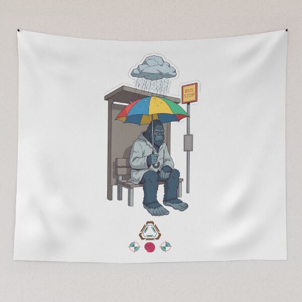 Item preview, Bigfoot Waiting at the Bus Stop - Funny Sasquatch Commute Cartoon T-Shirt designed and sold by Whimsy Trail Co.