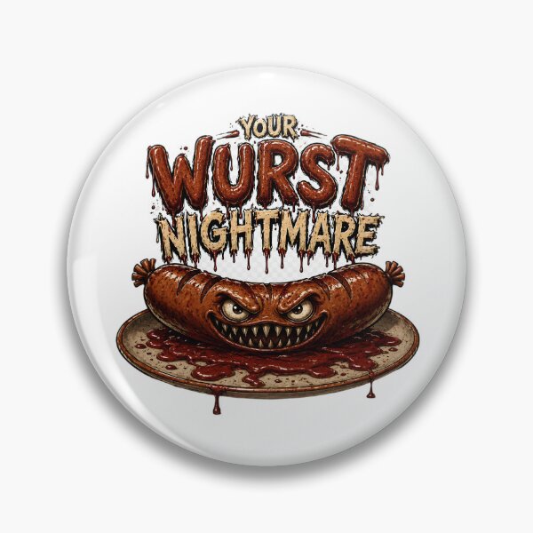 Item preview, Your Wurst Nightmare - Scary Sausage Monster Funny Horror Print designed and sold by HorrorWorldWeb.