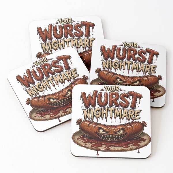 Item preview, Your Wurst Nightmare - Scary Sausage Monster Funny Horror Print designed and sold by HorrorWorldWeb.