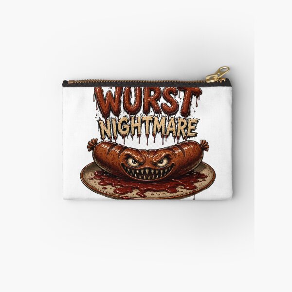 Item preview, Your Wurst Nightmare - Scary Sausage Monster Funny Horror Print designed and sold by HorrorWorldWeb.