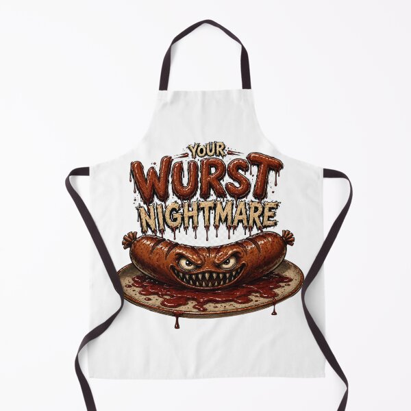 Item preview, Your Wurst Nightmare - Scary Sausage Monster Funny Horror Print designed and sold by HorrorWorldWeb.