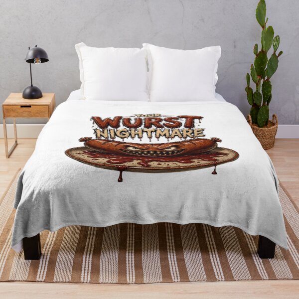 Item preview, Your Wurst Nightmare - Scary Sausage Monster Funny Horror Print designed and sold by HorrorWorldWeb.