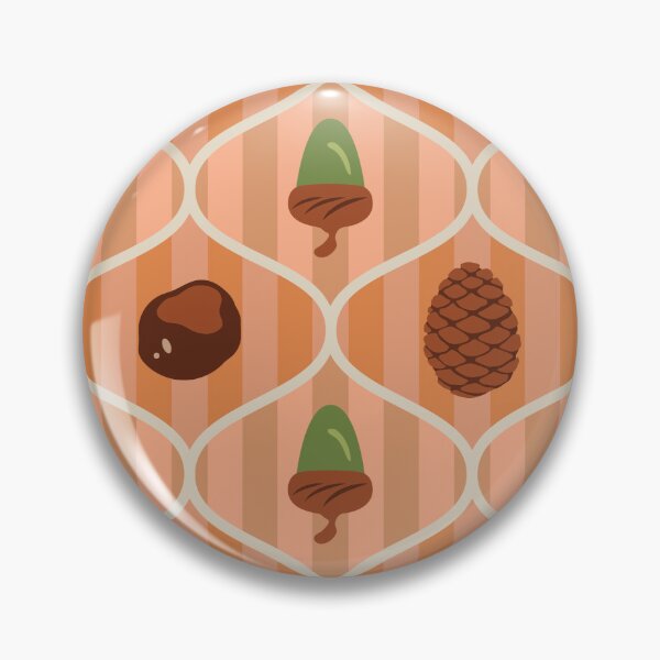 Item preview, Conkers, Acorns and Pine Cones Striped Ogee Print designed and sold by Daniel Bevis Design.