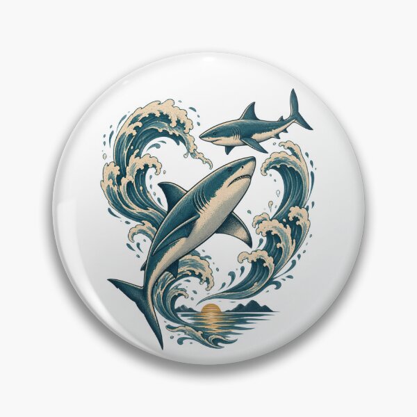Item preview, Matching Couples Sharks Circling A Heart Design : Shark Couple Heart Ocean Love  Romantic Sharks Art  designed and sold by OUICHA.