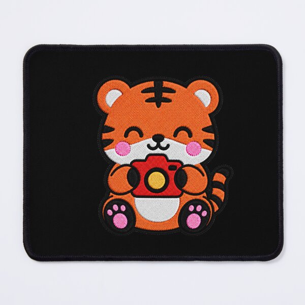 Item preview, Cute Tiger Holding Camera Kawaii Embroidery Patch designed and sold by ColorSplash123.