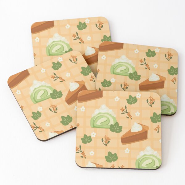 Item preview, Matcha Cakes & Pumpkin Pie - Cozy Autumn Cafe Pattern designed and sold by VenusandMoon.