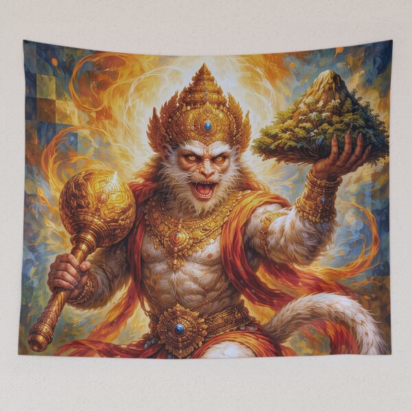 Item preview, Hindu deity Hanuman - The Divine Monkey Painting designed and sold by GalleryKauffeld.