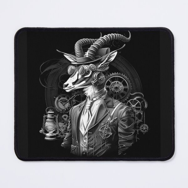 Item preview, Steampunk Antelope Inventor with Goggles Clockwork Gears Victorian Art designed and sold by inkoutninja.
