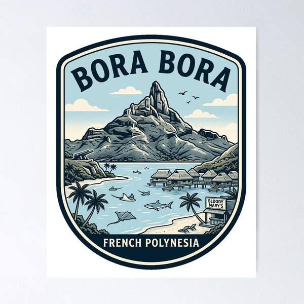 Item preview, Bora Bora French Polynesia Vintage Travel Badge designed and sold by k3rstman1.
