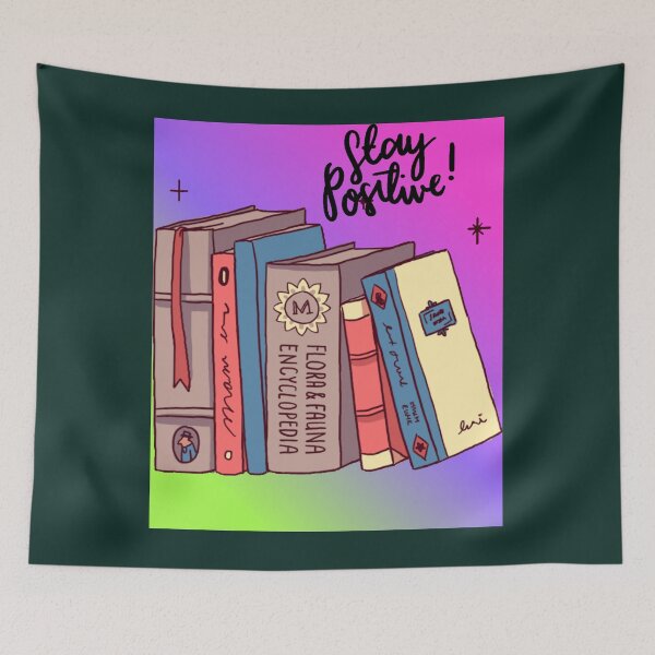 Item preview, Aesthetic Stay Positive Book Stack Illustration designed and sold by SMinimalist613.