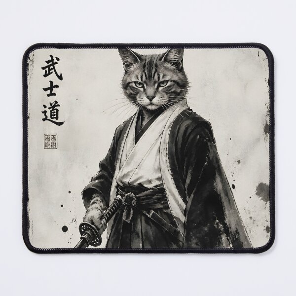 Item preview, Japanese Samurai Cat Ninja Warrior Ukiyoe Ink Art designed and sold by GrinGalore.