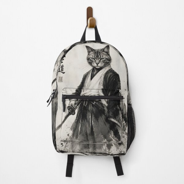 Item preview, Japanese Samurai Cat Ninja Warrior Ukiyoe Ink Art designed and sold by GrinGalore.