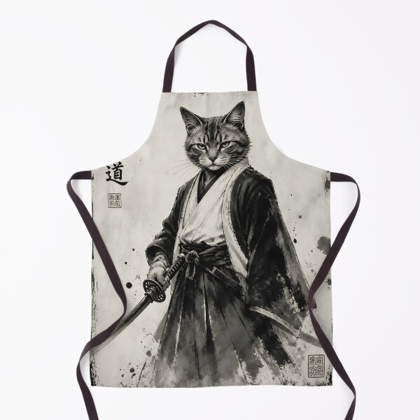 Item preview, Japanese Samurai Cat Ninja Warrior Ukiyoe Ink Art designed and sold by GrinGalore.