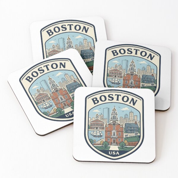 Item preview, Boston Massachusetts Retro Skyline Travel Badge designed and sold by k3rstman1.