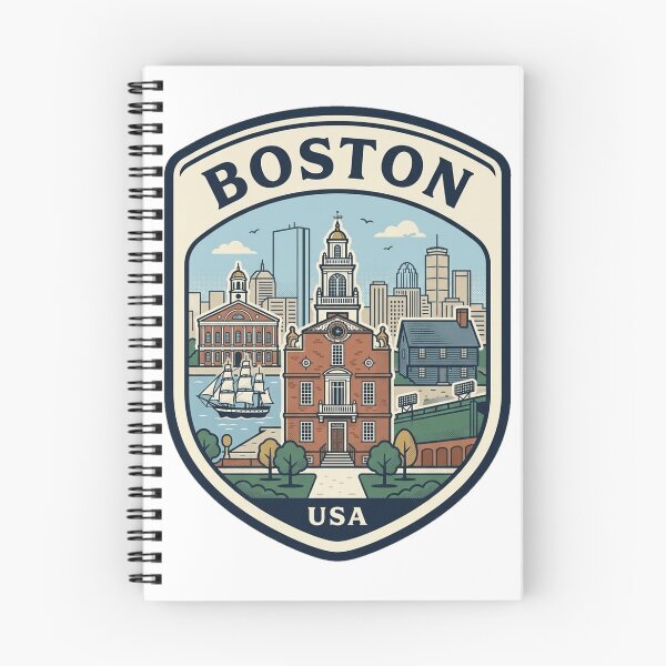 Item preview, Boston Massachusetts Retro Skyline Travel Badge designed and sold by k3rstman1.